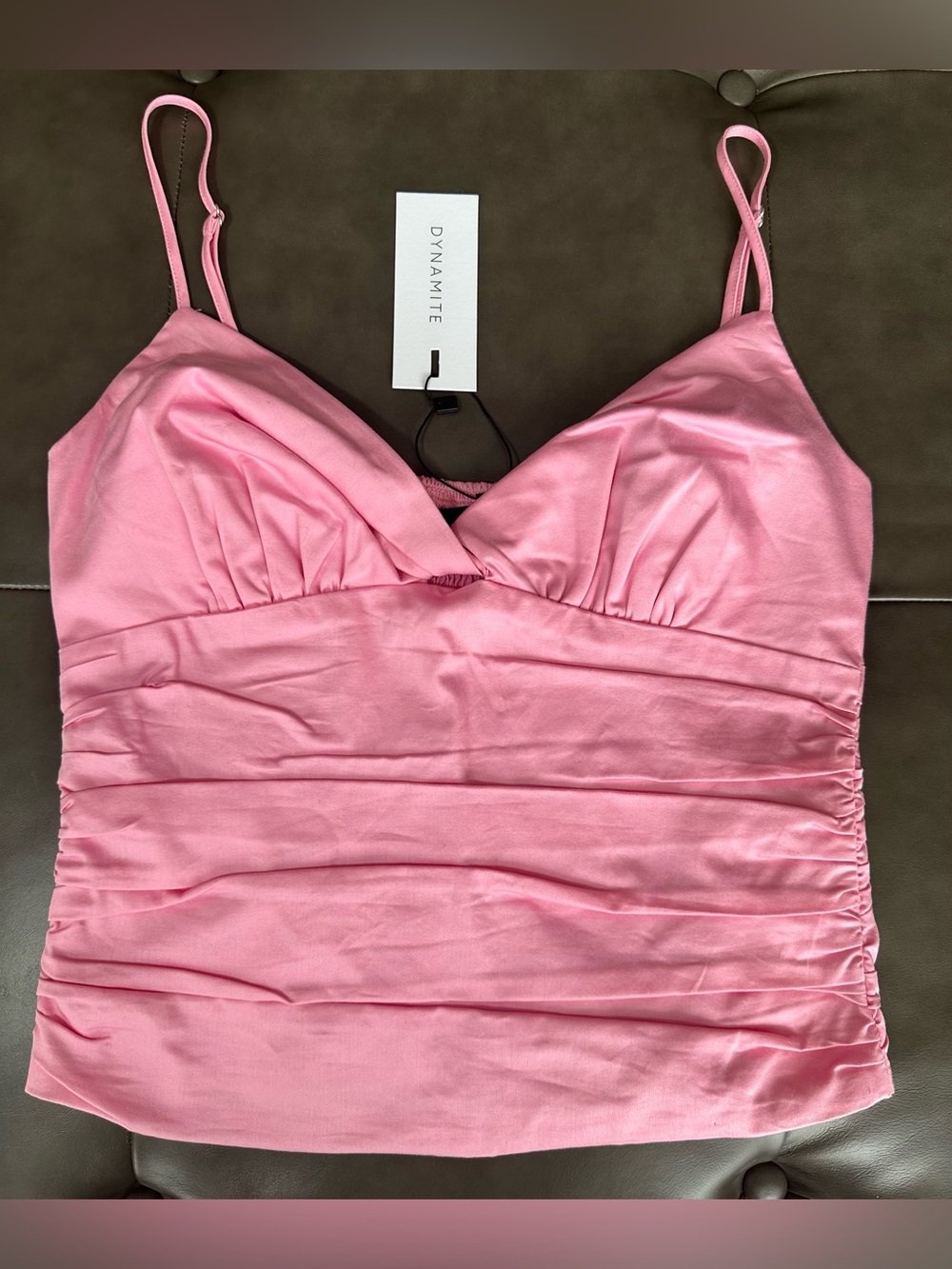 Dynamite Prism Pink Ruched Twist Cami Top NWT XS - Picture 6 of 13
